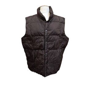 Land's End Goose Down Vest Men's Size XL 46-48‎ Black Snap Front Quilted Puffer